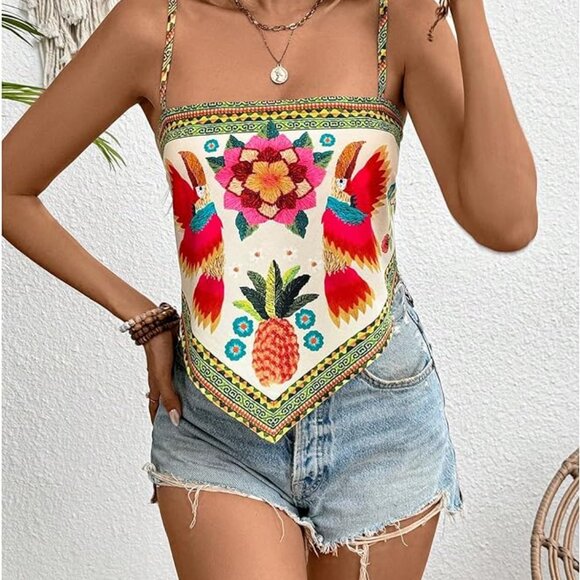 Boho tie back sleeveless top - Picture 7 of 7
